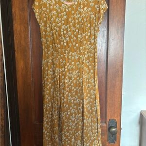 Free People Mustard Floral Midi Dress